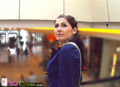 Sexy czech girl with blue eyes in the shopping centre